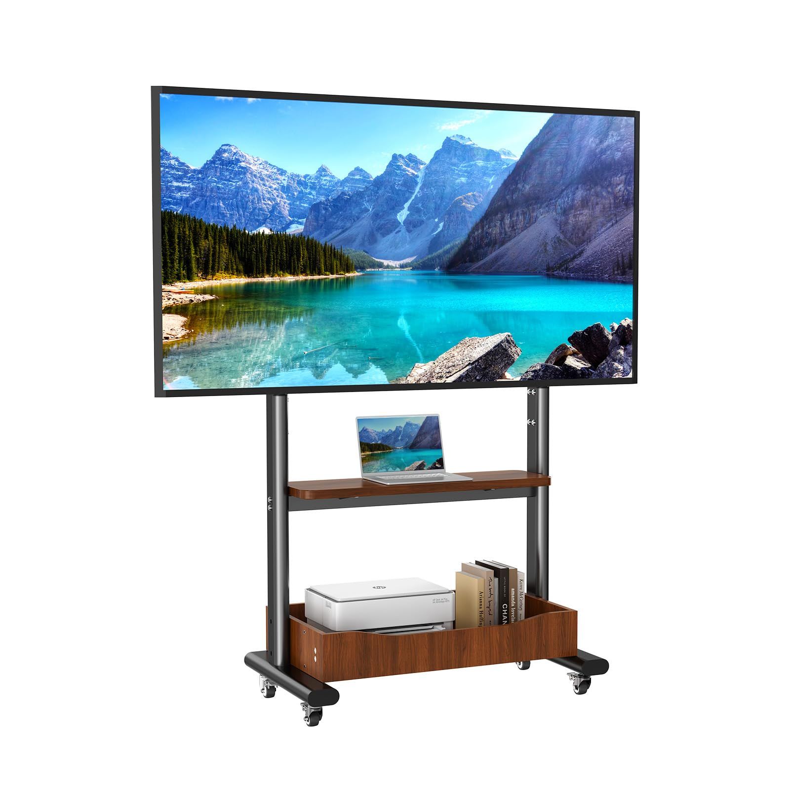 stand 壁寄せテレビ台 移動式TVスタンド 木製tv 32～75インチテレビ対応 ハイタイプ 耐荷重50kg キャスター付き 有孔ボード付き 高さ4段調節 木目調テレビスタンド 大容量収納 木製棚板付き VESA 横100-600mm 縦10 WWW_NOITHATQUANGTHANH_NET