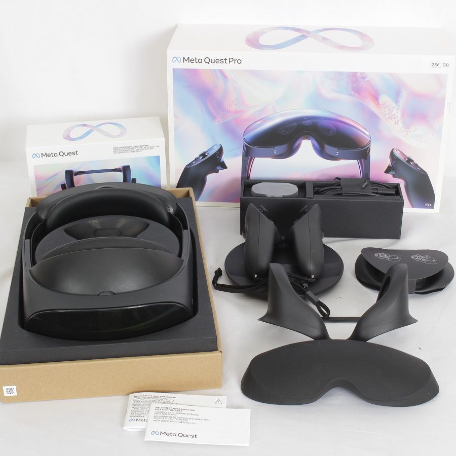 美品】Meta Quest Pro 256GB+純正フル遮光ブロッカー付き VR ヘッド 