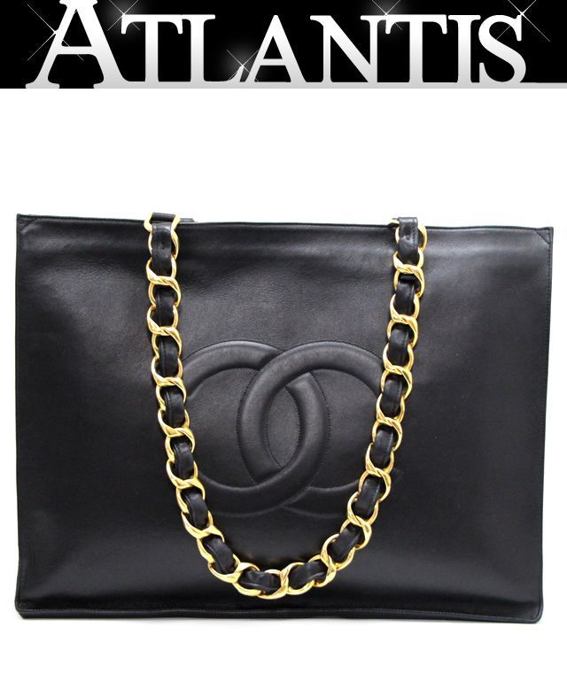 シャネル CHANEL デカココ ロゴチェーントートバッグ ラムスキン G金具