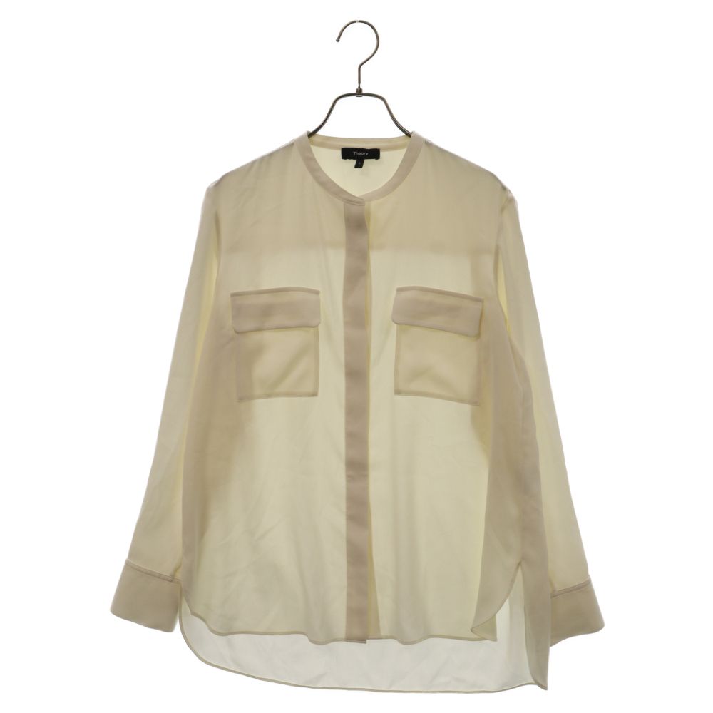 【新品】theory セオリー バンドカラー ポケット ブラウス　アイボリー Theory - theory 23SS バンドカラー ポケットデザインブラウス