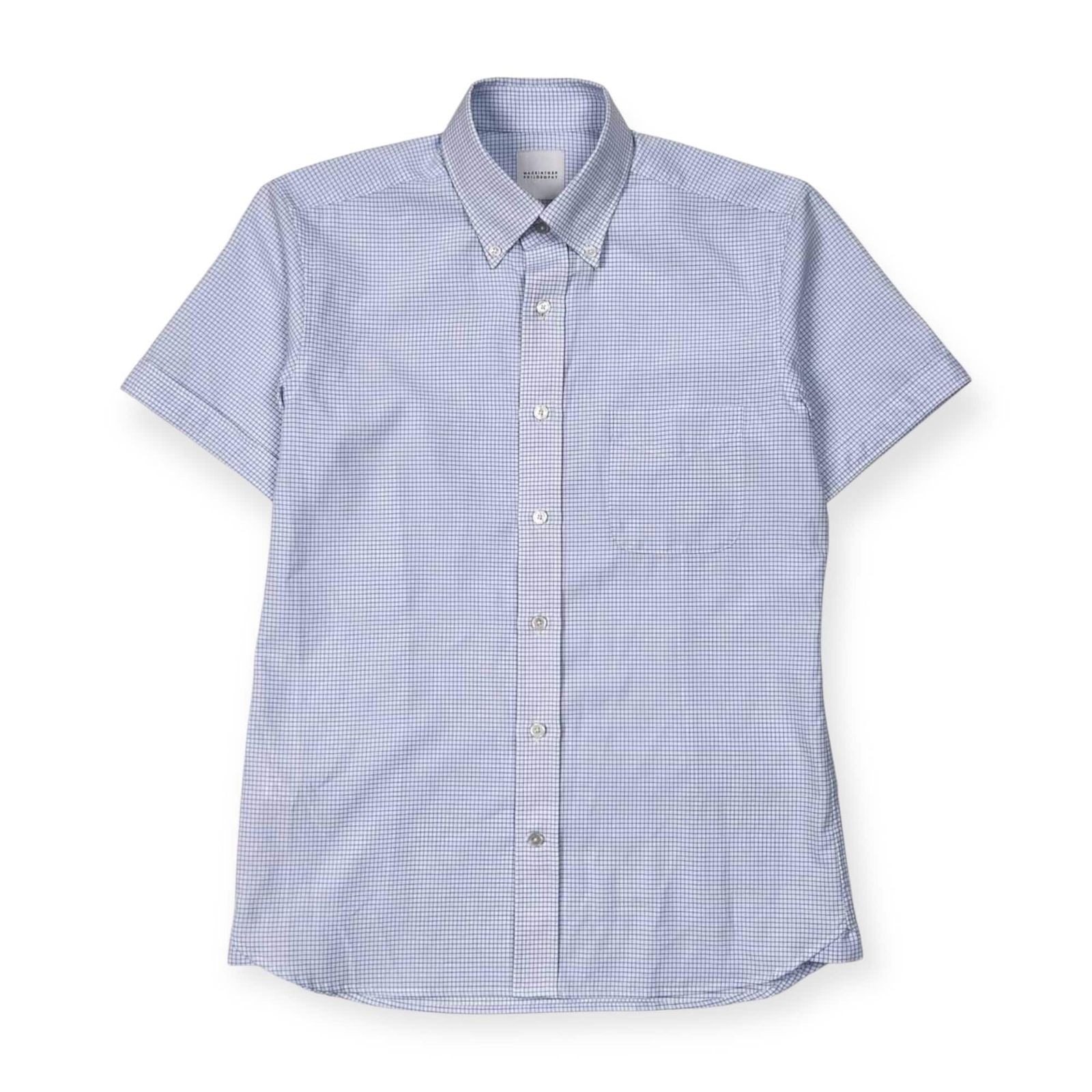 【美品】MACKINTOSH 半袖シャツ チェック柄 新品マッキントッシュ フィロソフィー 半袖シャツ 青ギンガム