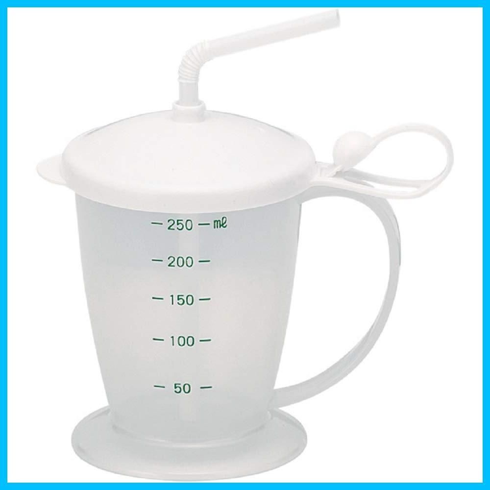 倒れない 安定 ストロー付きコップ コップ ホワイト 300ml 小森樹脂 8-4235-01