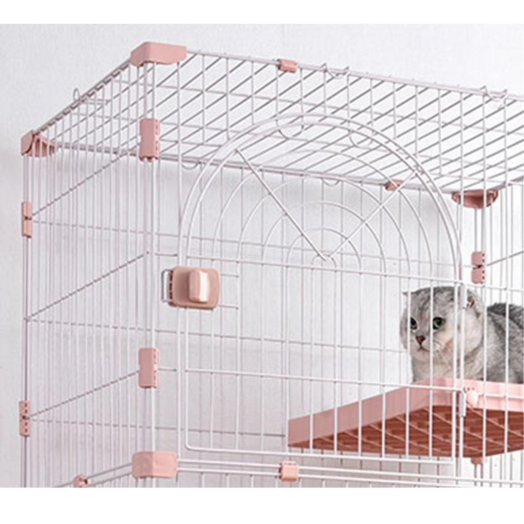 キャットケージ 3段 ペットケージ ピンク