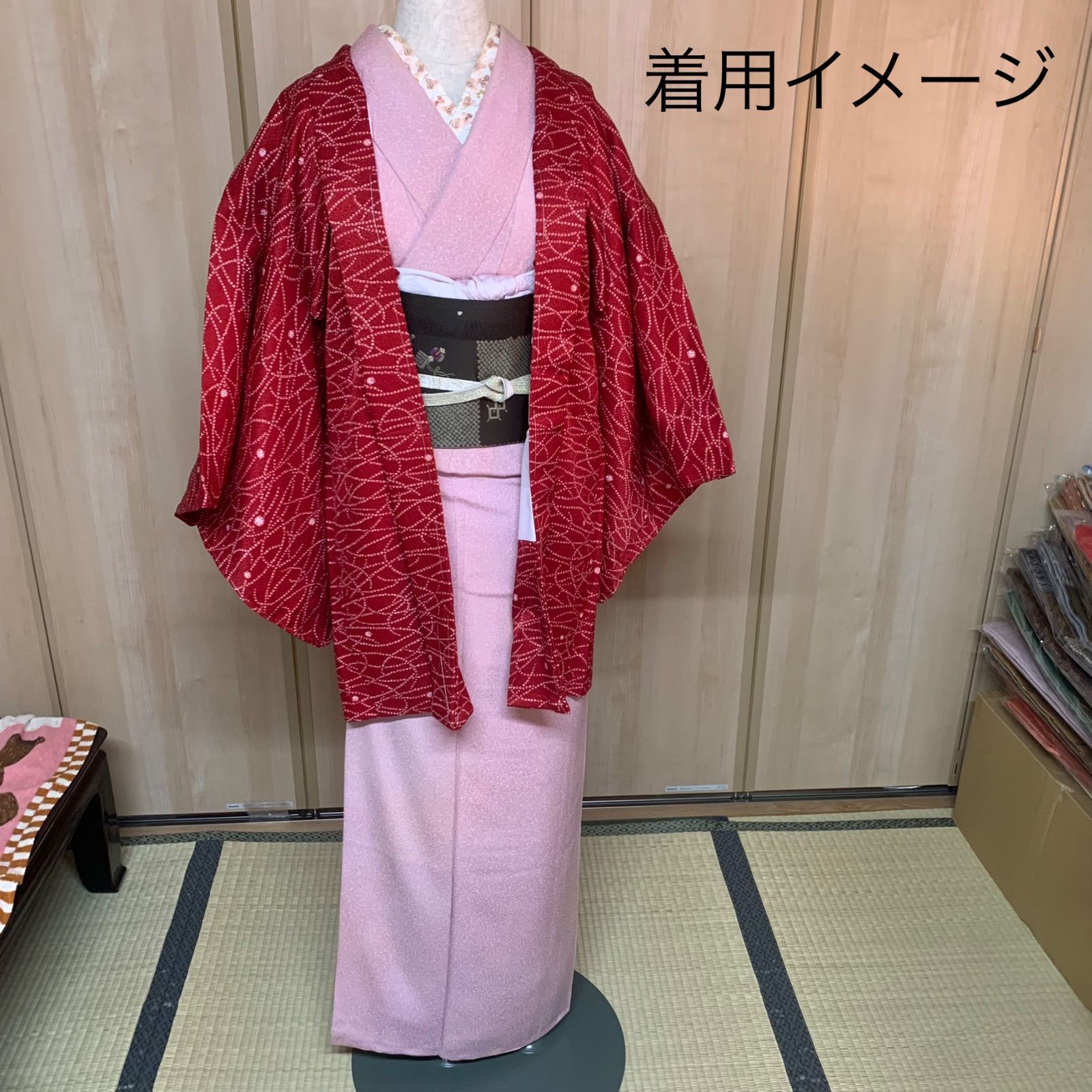 未使用品 羽織 絞り 着物 和装コート レトロ ヴィンテージ 防寒着 防寒 