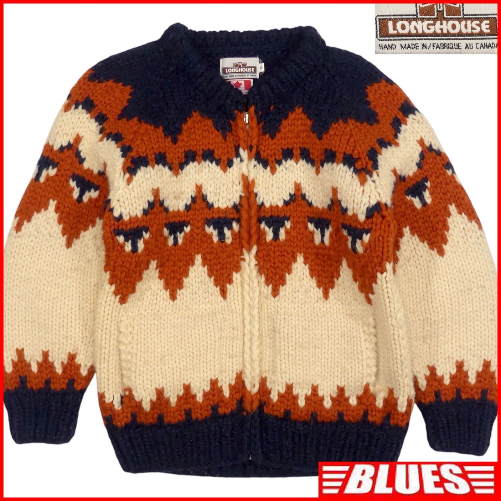 LONGHOUSE ロングハウス カウチン セーター ニット カナダ L 古着