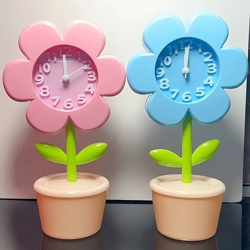 置き時計 アナログ時計 目覚まし時計 アラーム 花時計 フローラル 知育玩具 オブジェ 子供用 キッズ 静音 サイレント 電池式 おしゃれ かわいい リビングルーム ダイニング 子供部屋 寝室 卓