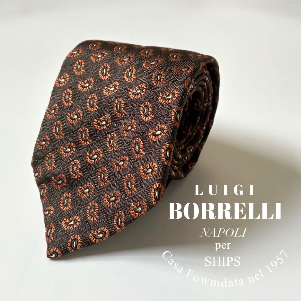 LUIGI BORRELLI / SHIPS別注 小紋柄 ジャカード シルク ネクタイ