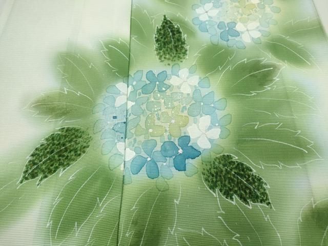 平和屋着物＊夏物 訪問着 絽 刺繍 紫陽花 銀糸 正絹 逸品 未使用