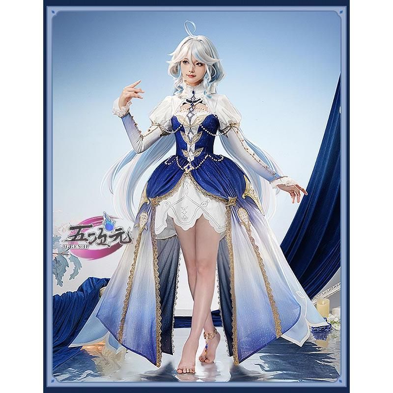 フォカロルス 衣装＋ウィッグ 三分妄想 原神 コスプレ 水神 フォカロルス 神Ver 衣装