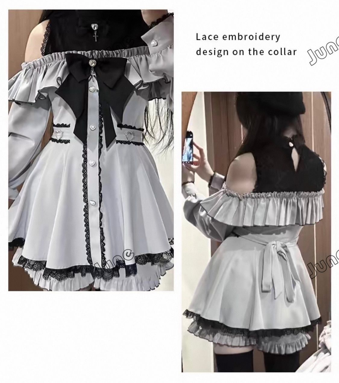 肩あきレースロリータ風