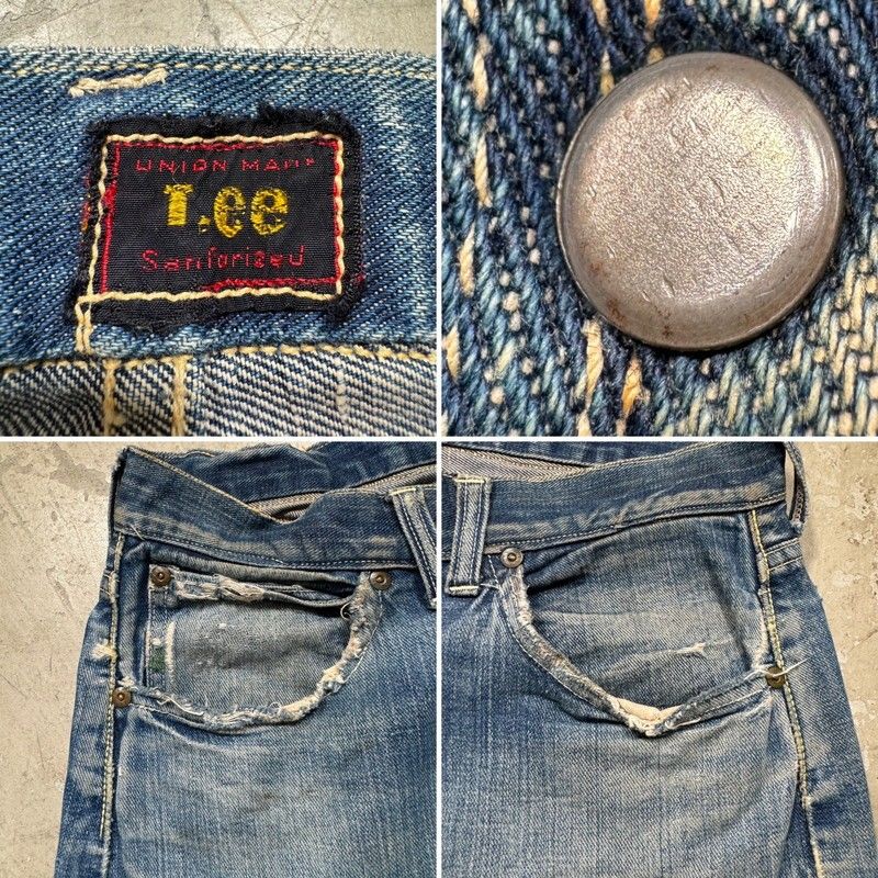 50's Lee 101Z デニム センター赤タグ リペア有 両耳 実寸W31 - メルカリ