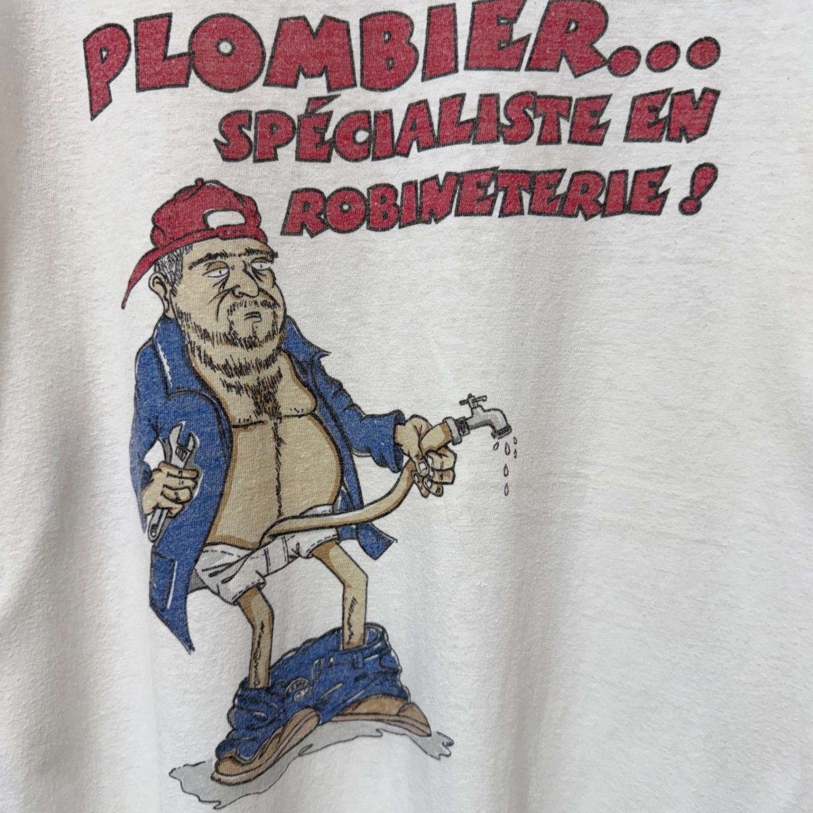 プリント Tシャツ XL相当 ユニークデザイン 90s フランス語