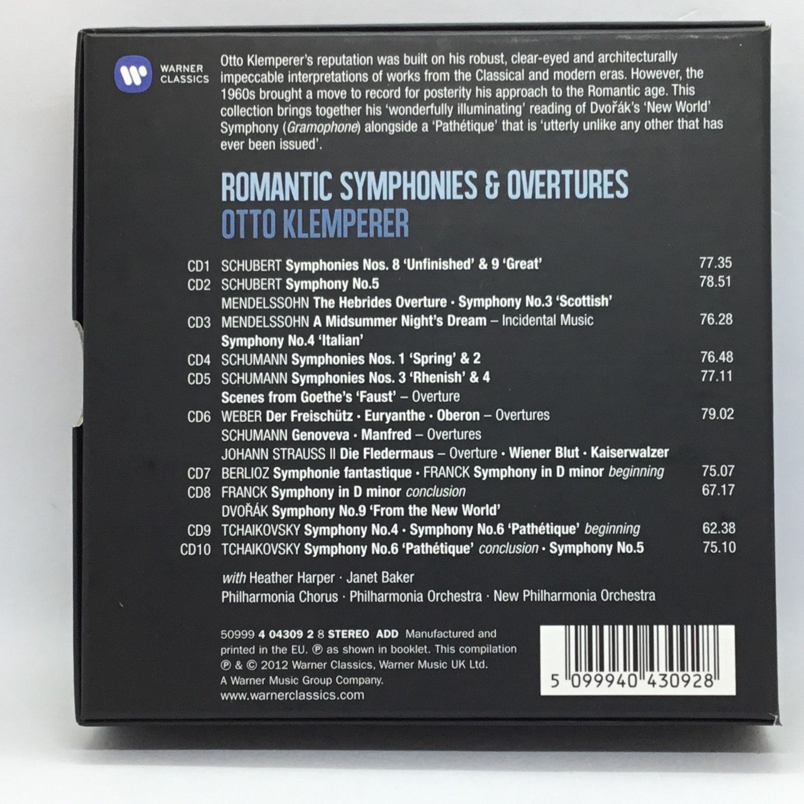☆OTTO KLEMPERER / ROMANTIC SYMPHONIES & OVERTURES (10CD