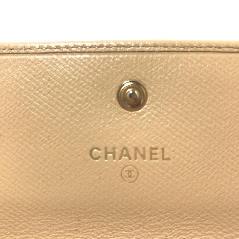 CHANEL シャネル 二つ折り財布 ココボタン レザー ベージュ
