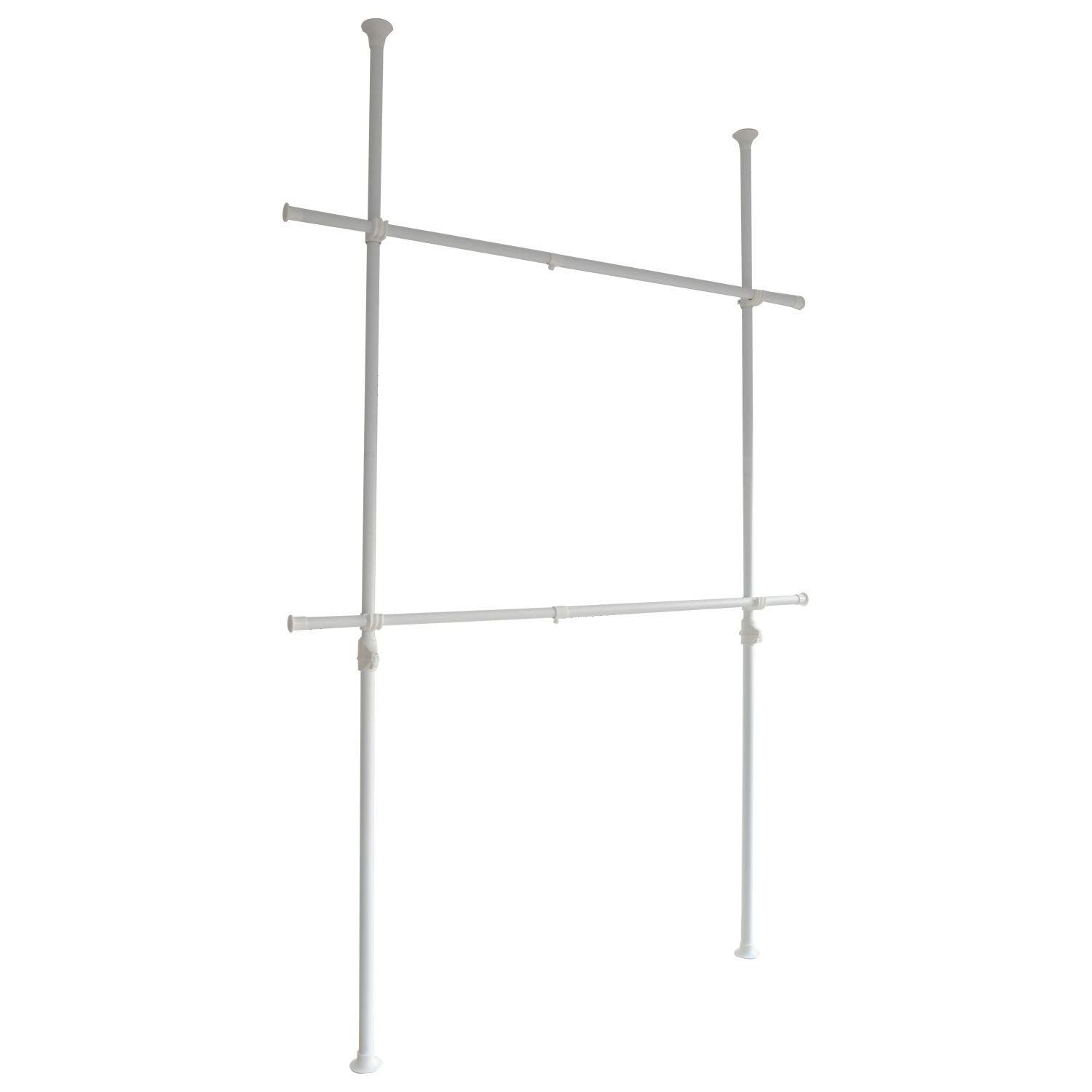 山善 YAMAZEN 突っ張り ハンガーラック 大容量 衣類収納 幅166cm 高さ 縦横 伸縮 耐荷重60kg 布団も干せる かんたん突っ張り 実用新案取得済 組立品 マットホワイト WJ-775M MWH ダブル