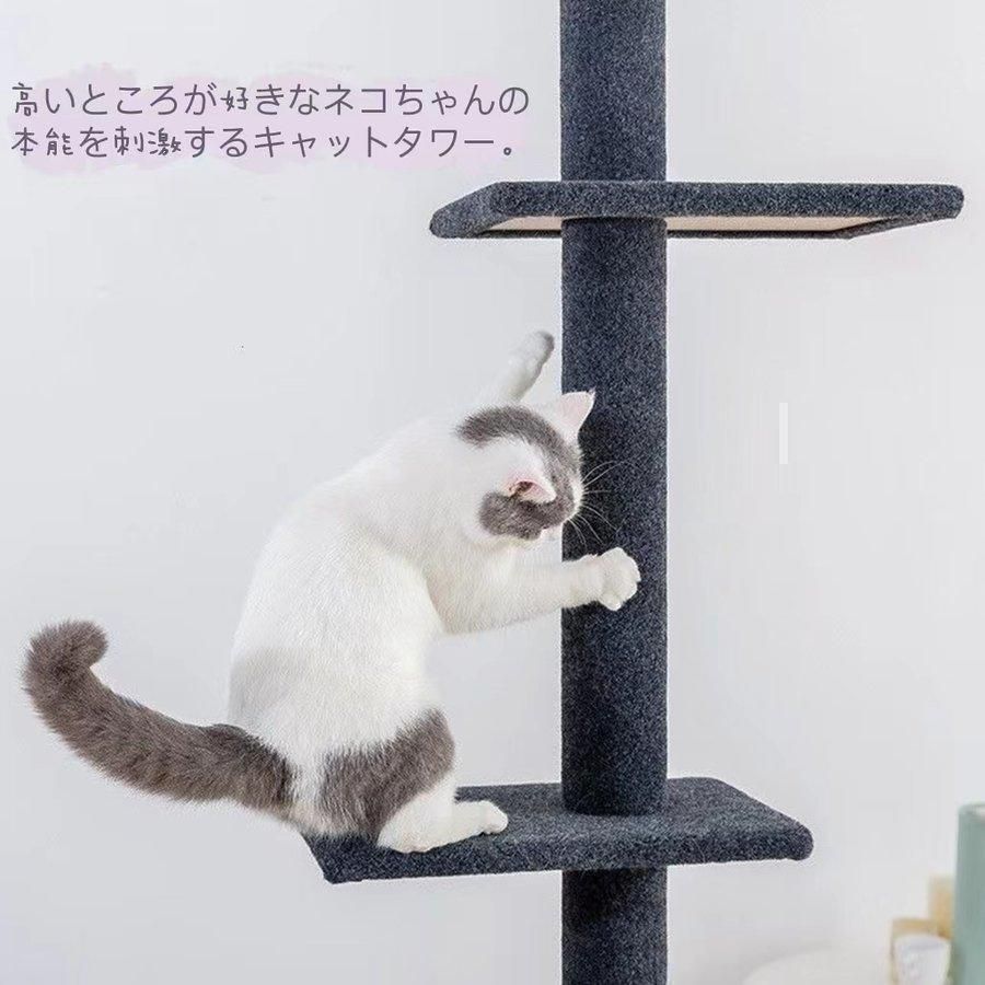 キャットタワー 突っ張り おしゃれ スリム 安定感 270cm