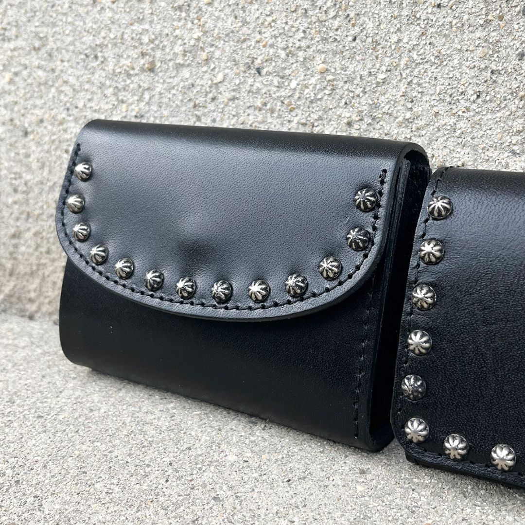 栃木レザー コンパクトウォレット スタッズウォレット 三つ折り