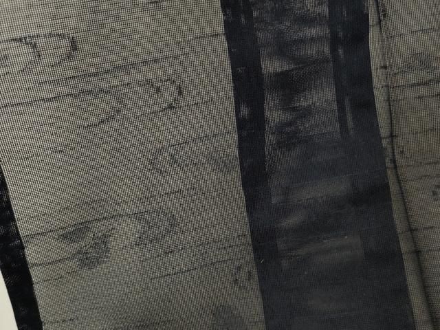 平和屋着物＊夏物 色無地 紗 流水文 濃藍色 正絹 逸品 未