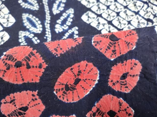 平和屋着物∴夏物 浴衣 有松鳴海絞り 草花文 綿 逸品 DAAV7093cd  