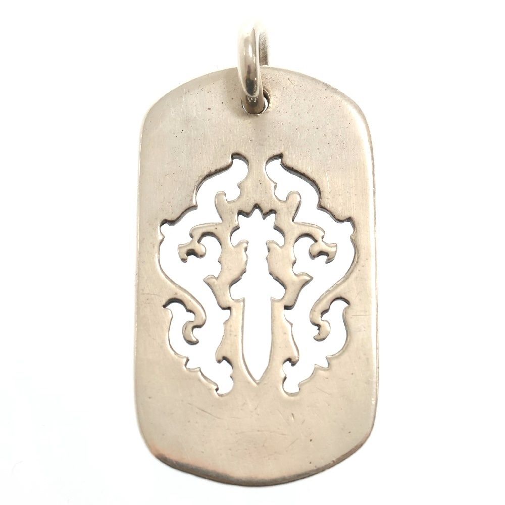 CHROME HEARTS クロムハーツ D TAG LRG DAGGER ヴァインダガーカットアウトドッグタグ ラージ ペンダントトップ シルバー BCA240