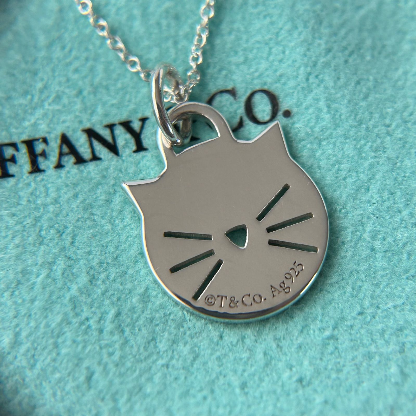 ティファニー猫のシルバーペンダント 良品 限定 ティファニー ネックレス ペンダント リターントゥ