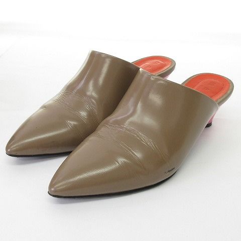 マルニ MARNI ミュール サンダル イタリア製 茶 ブラウン ピンク オレンジ 35 約22cm