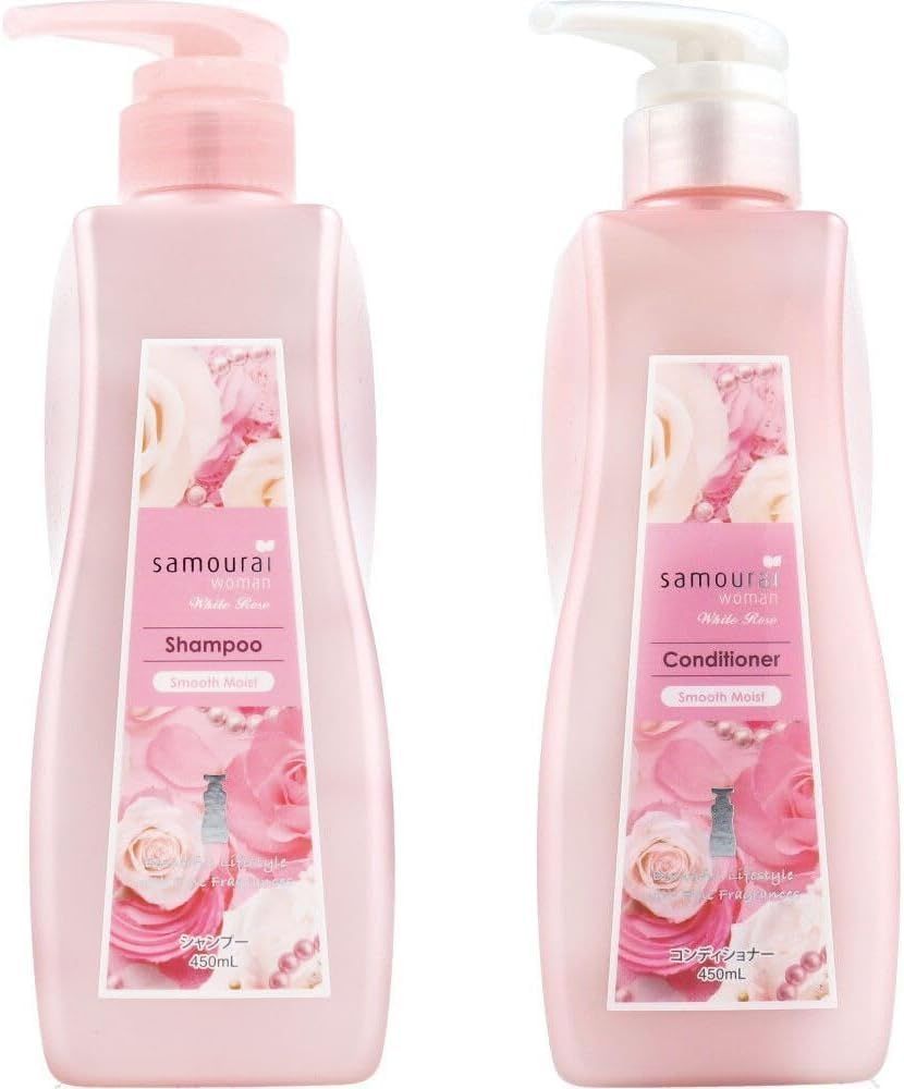 サムライウーマン ホワイトローズ シャンプー スムースモイスト シャンプー＆コンディショナーセット 本体各450ml ヘアケアセット (スムースモイスト) [スムースモイスト]