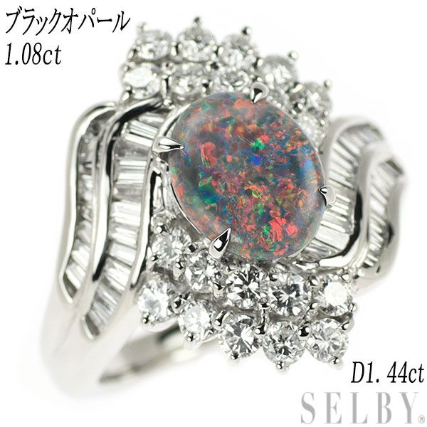 Pt900 ブラックオパール ダイヤモンド リング 1.08ct D1.44ct - メルカリ 