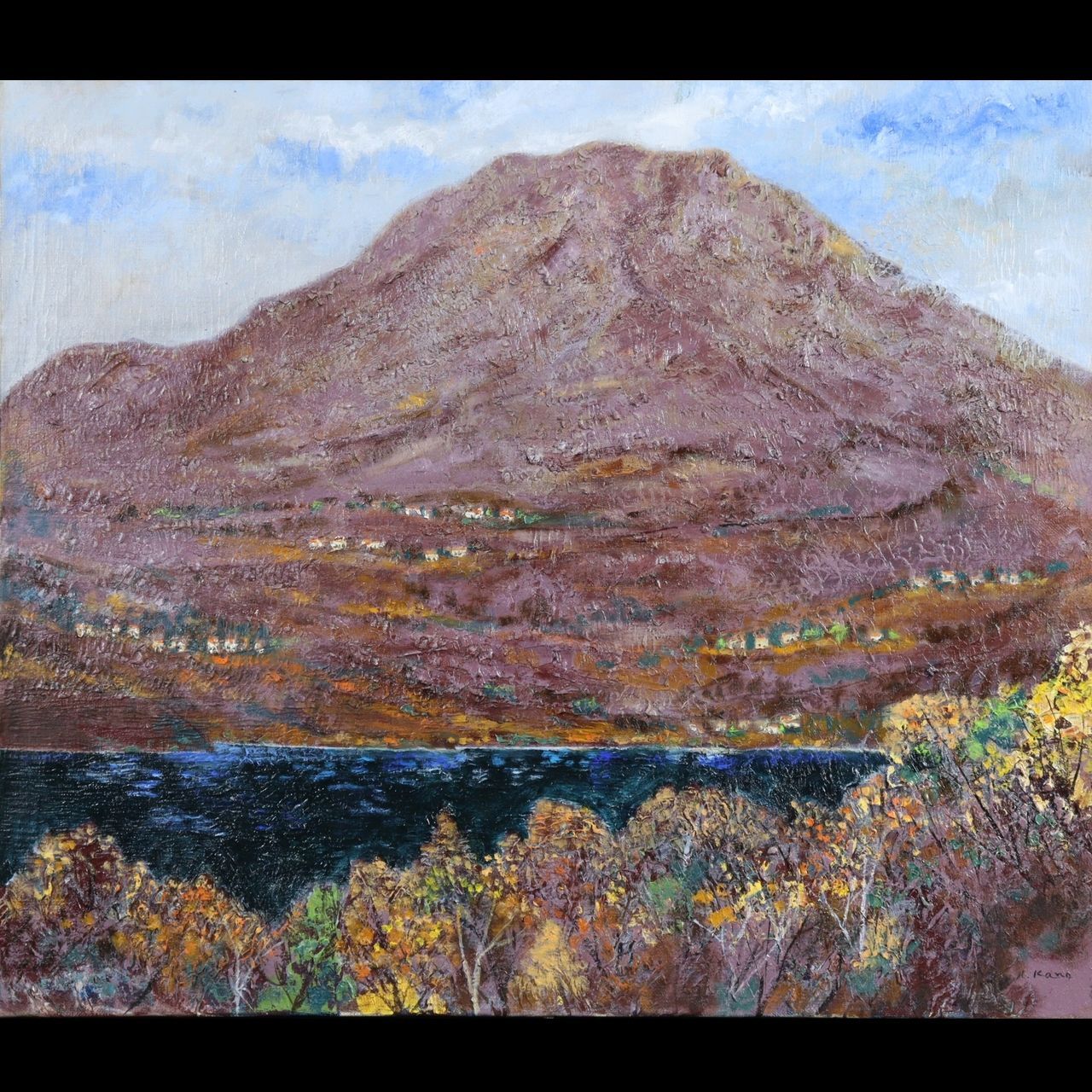 肉筆油絵(額付き)駒ヶ岳の春　　1980年　汪 肉筆油絵(額付き)駒ヶ岳の春 1980年 汪 肉筆油絵(額付き)駒ヶ岳の