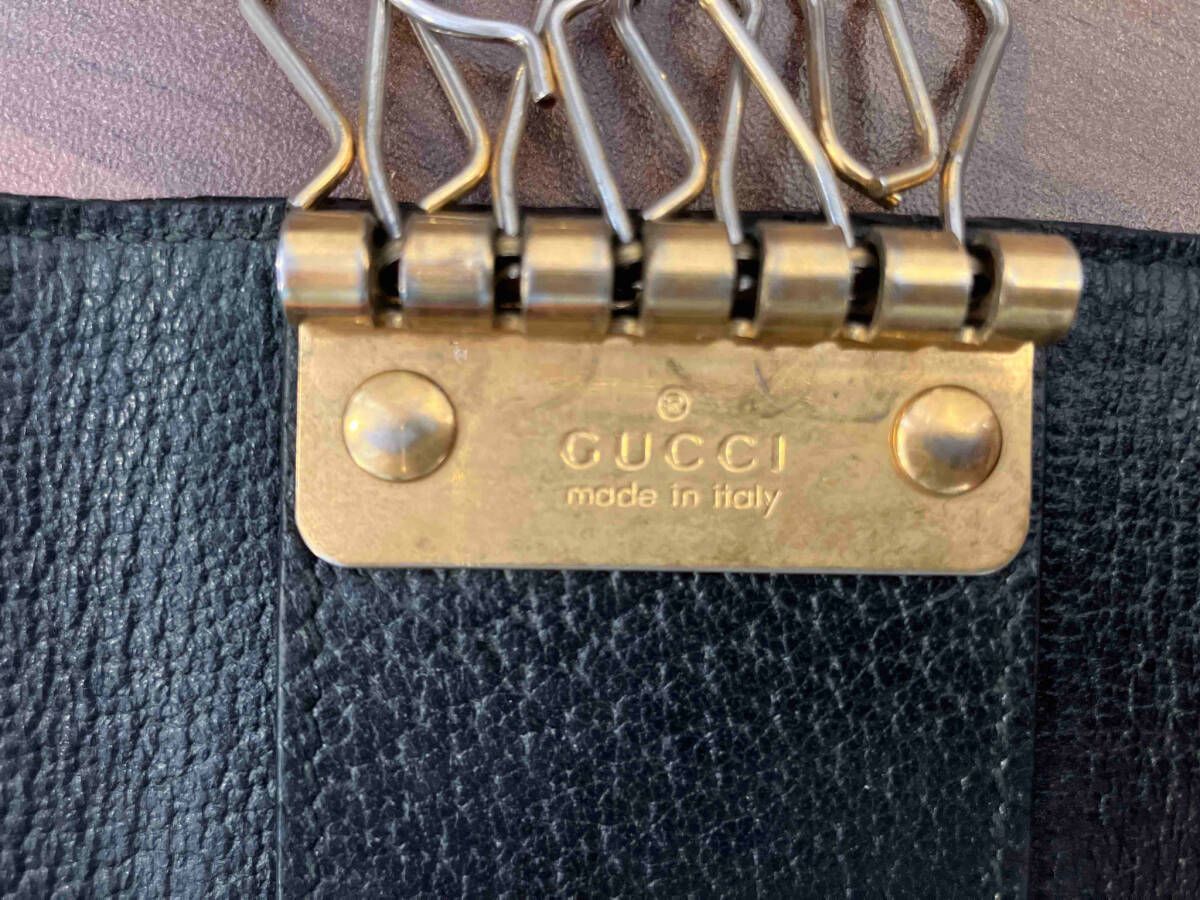 GUCCI グッチ 435297 シェリーライン 6連 キーケース レザー ブラック