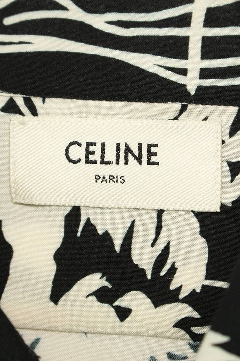 CELINE セリーヌ 21SS by Hedi Slimane ドラッグストアカラーパームツリープリント クラシック長袖シャツ 2C028466M ブラック