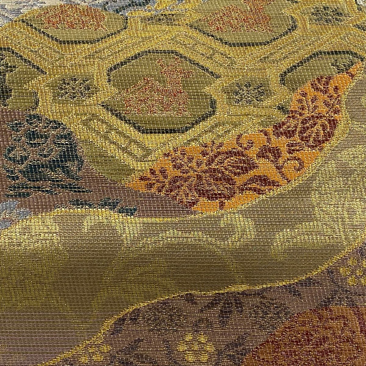 千地泰弘 天女 袋帯 麒麟 散華来迎の図 金糸 銀糸 正絹 ガード加工済 千地泰弘 天女 袋帯 麒麟 散華来迎の図 金糸 銀糸 正絹 ガード加工済