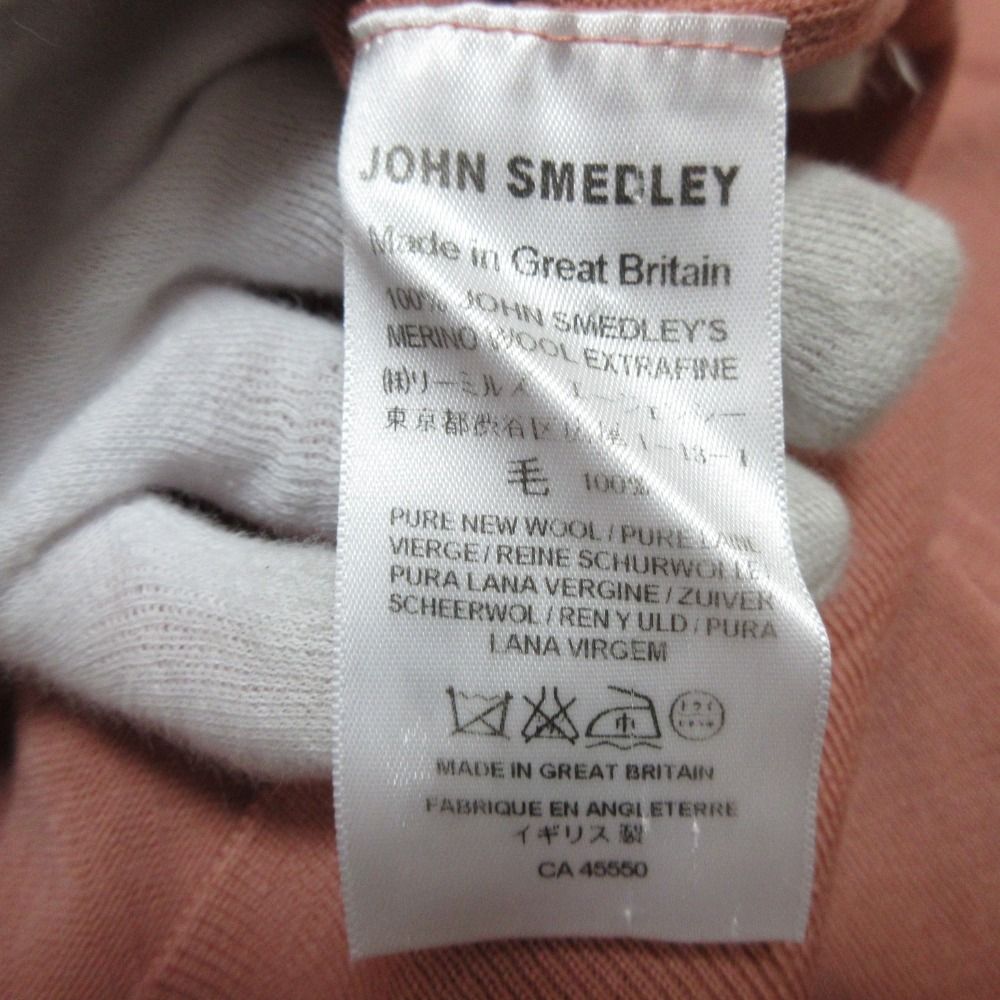 JOHN SMEDLEY - 美品 JOHN SMEDLEY ジョンスメドレー 英国製 エクストラファインメリノウール Vネック ニット カットソー セーター S ピンク レディース 古着 中古 USED 美品 JOHN SMEDLEY ジョンスメドレー 英国製 エクストラファイン