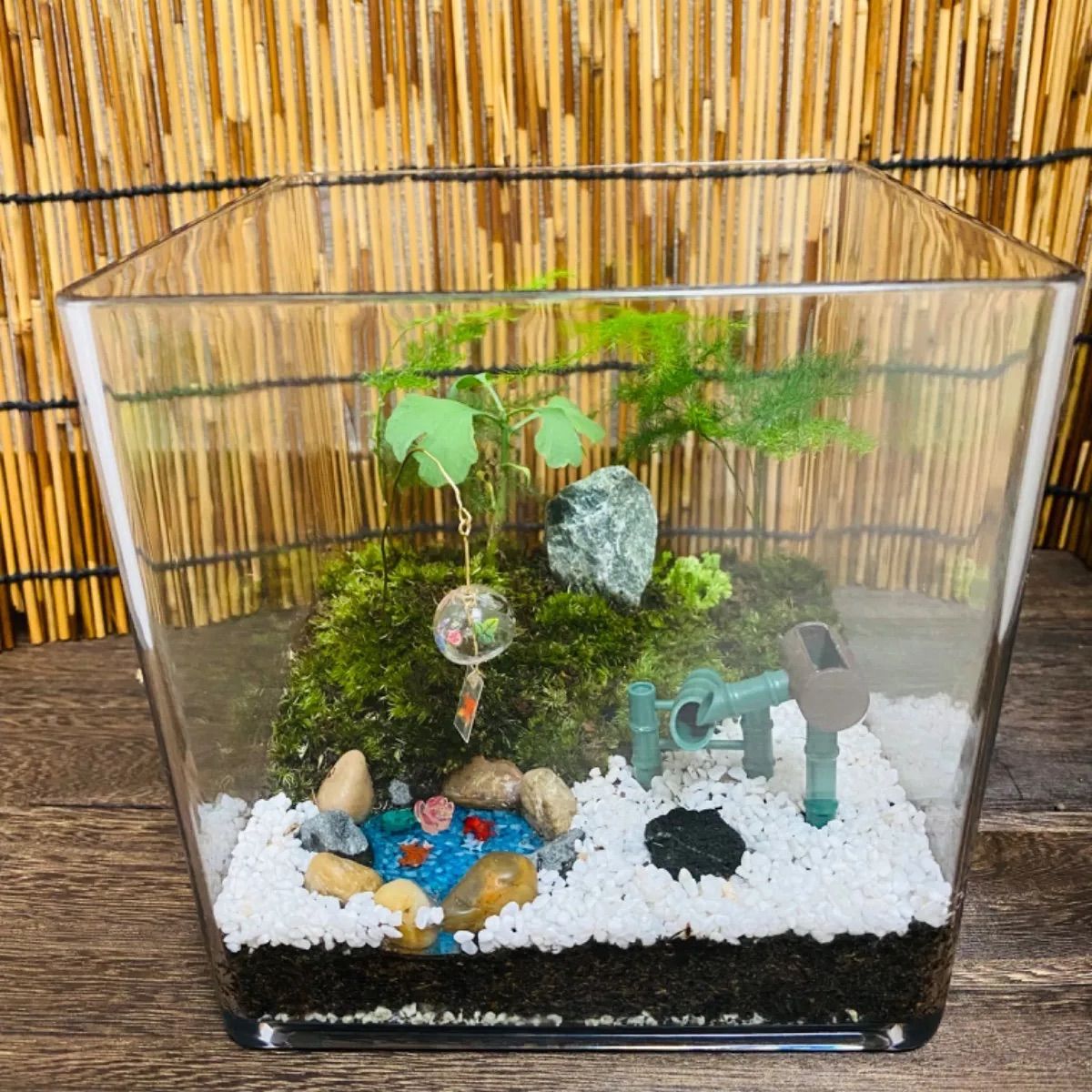 完成品】苔テラリウム 涼やかな和の苔庭 和の癒し アート
