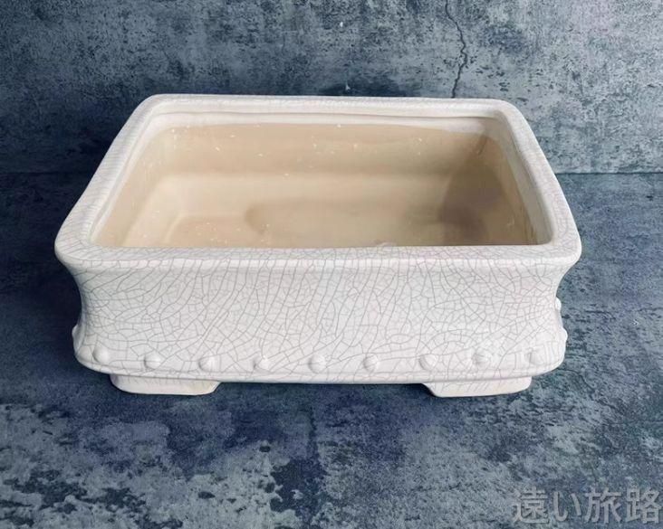 冰裂開片 長方鉢 盆栽鉢 植木鉢 小品盆栽鉢 大品盆栽