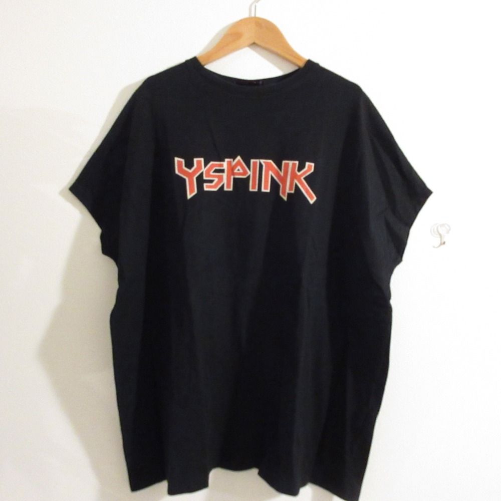 美品 TAKESHI KOSAKA by Y's Pink Label ワイズピンクレーベル ロゴプリント 半袖 クルーネック Tシャツ カットソー サイズ2 ブラック レディース 古着 中古 美品 TAKESHI KOSAKA by Y's Pink Label ワイズピンクレーベル