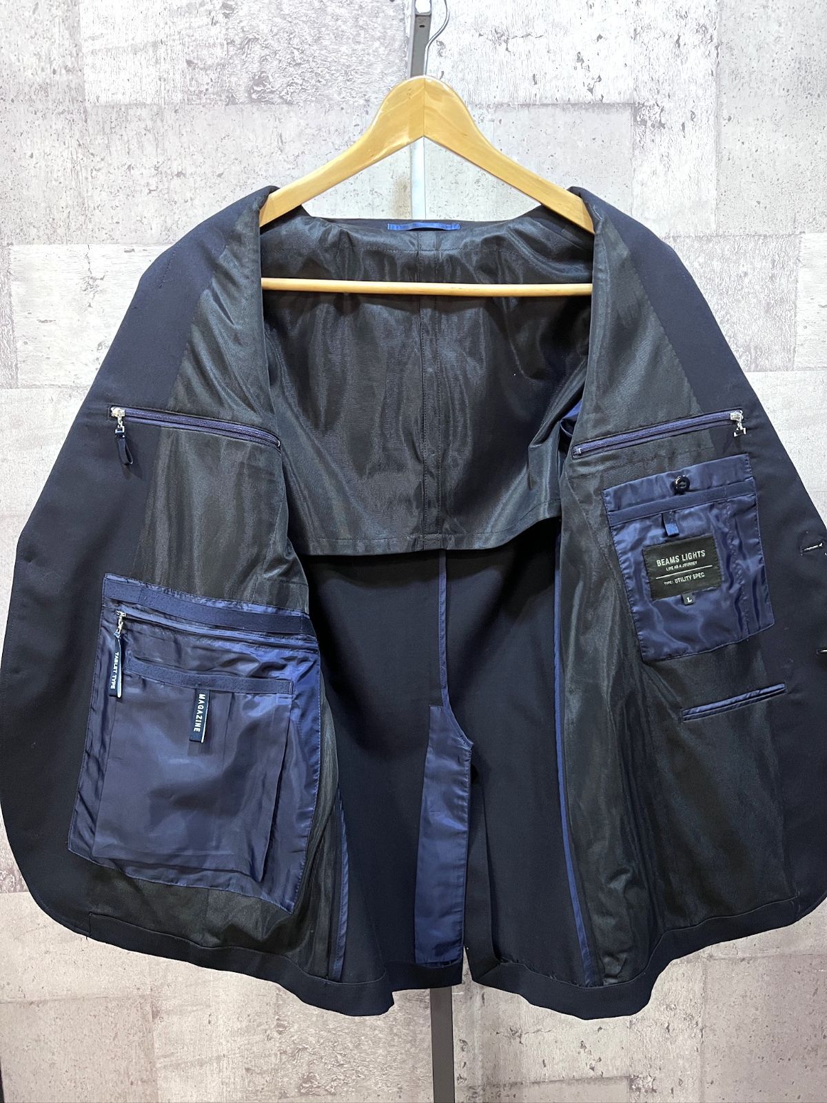 【美品】BEAMS LIGHTS ビームスライツ スーツセットアップ ネイビー BEAMS LIGHTS 「BEAMS LIGHTS」 スーツ MEDIUM ネイビー メンズ