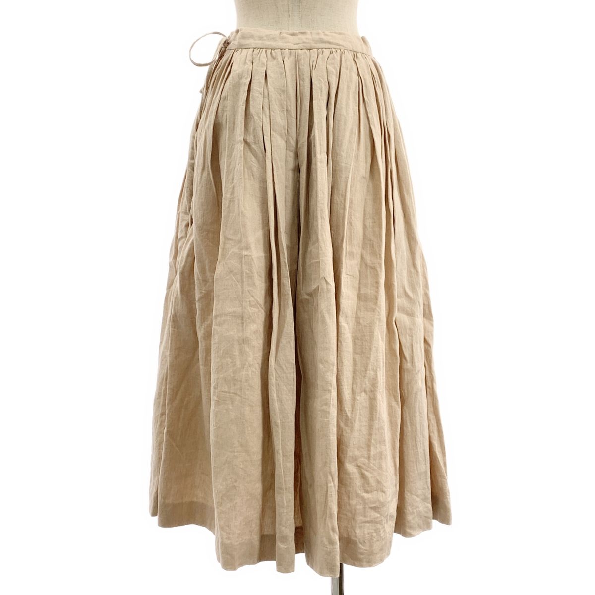 YAECA WRITE ヤエカライト S CHERRYE BLOSSOMS リネン コットン タック スカート S ベージュ レディース SIROKUMA-CORPORATION_COM