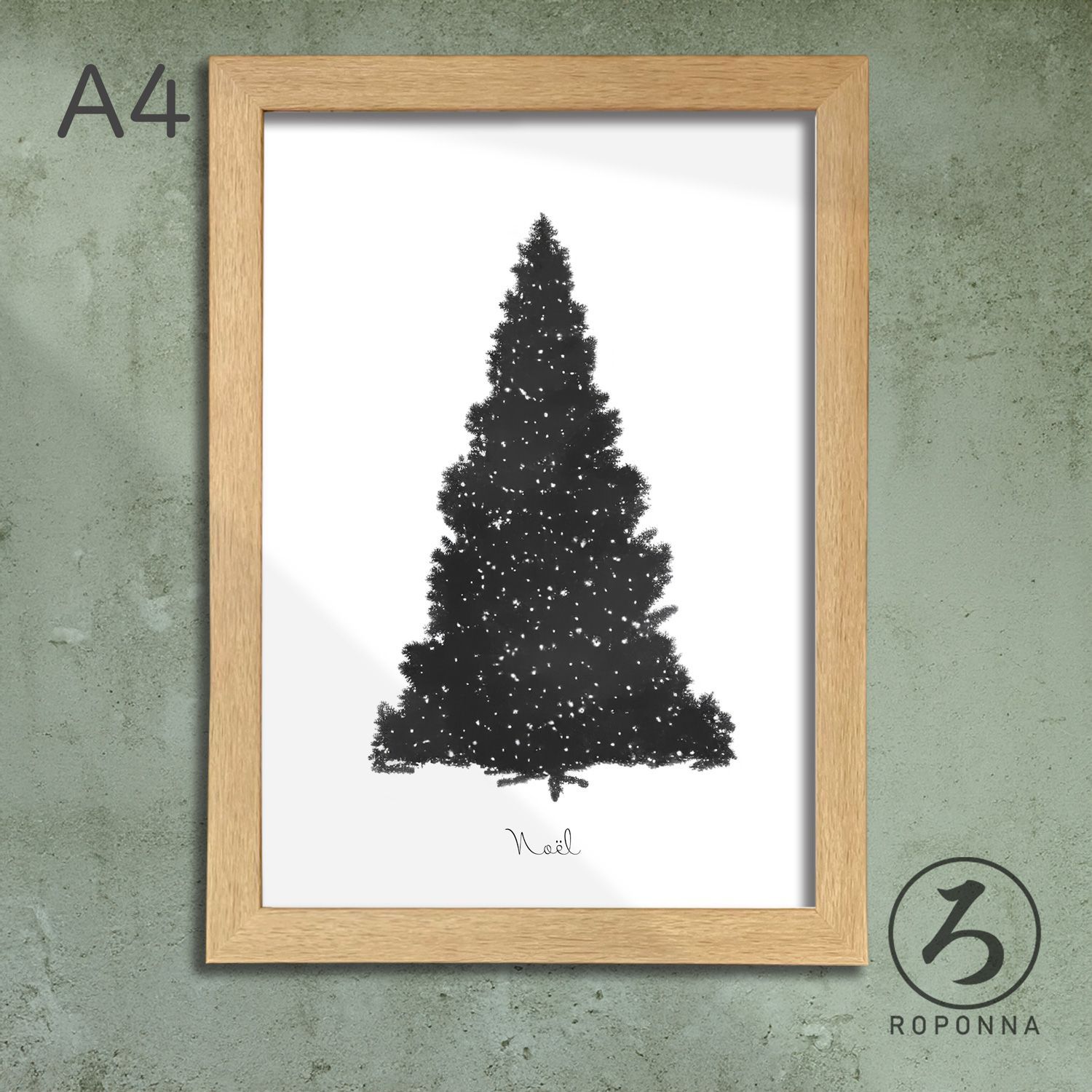 スプレーアート　もみの木　未使用　絵画　オシャレ　クリスマス クリスマス A4 アート ポスター モノクロ もみの木 ノエル noel 北欧