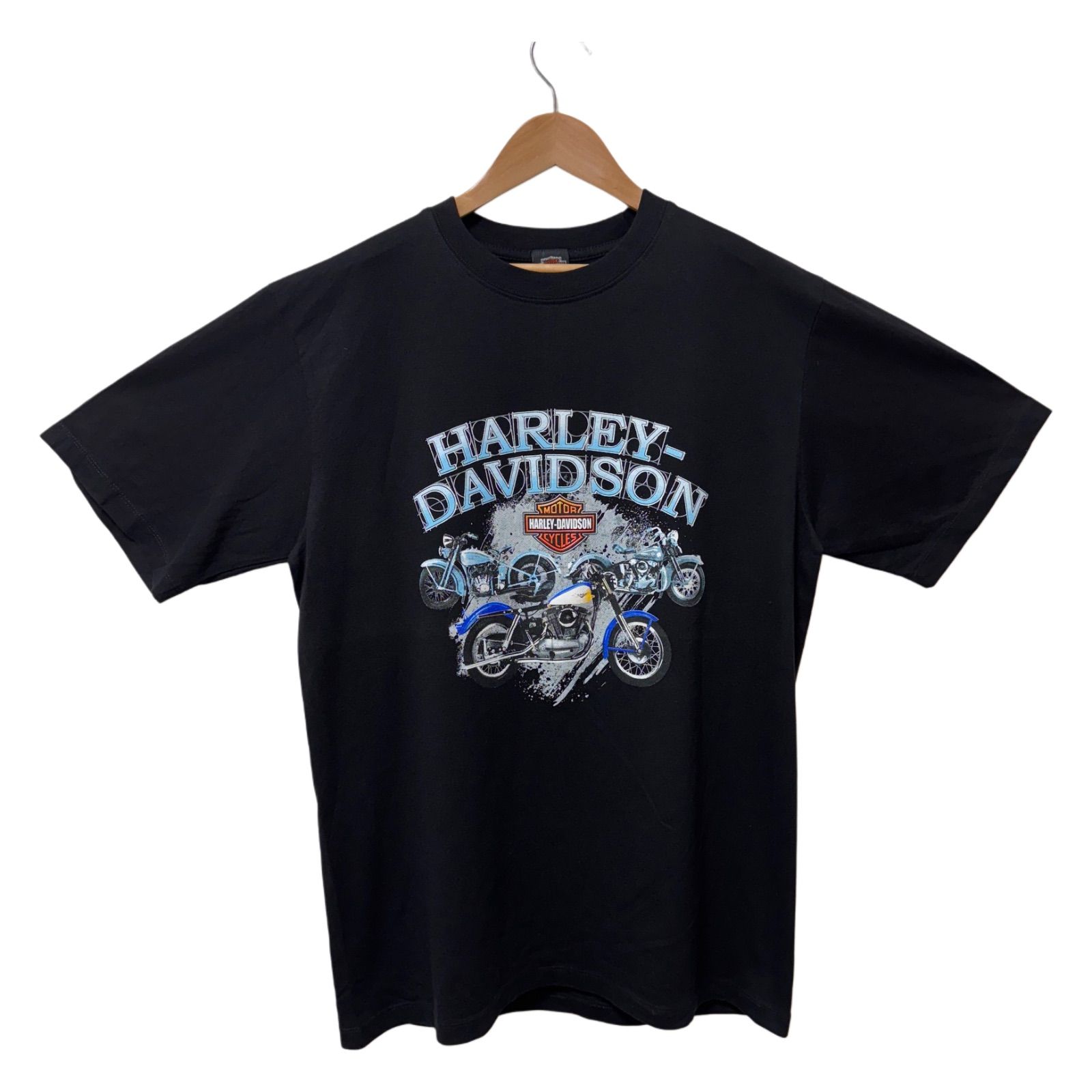 ハーレーダビッドソン ポロシャツ 両面刺繍ロゴ 黒 XL相当 半袖 90s ハーレーダビッドソン Tシャツ 両面プリント バイク TAKU