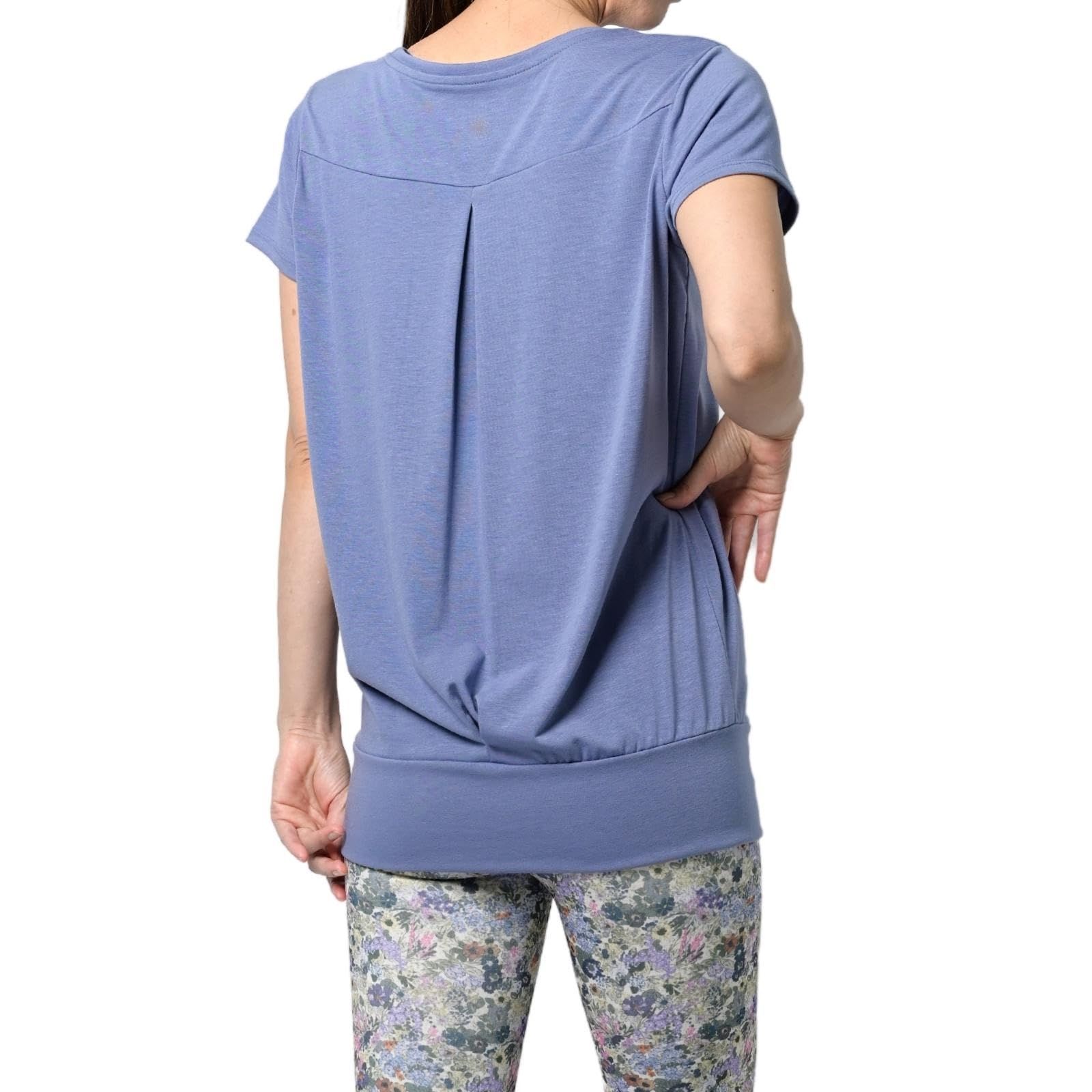 900 ロング丈 着丈長い 裾リブ ロング丈 半袖 丈長 ヨガ Tシャツ ホットヨガ ピラティス トップス ジム フィットネスウェア ヨガウェア かわいい おしゃれ [machikaada] 長め 体型カバー