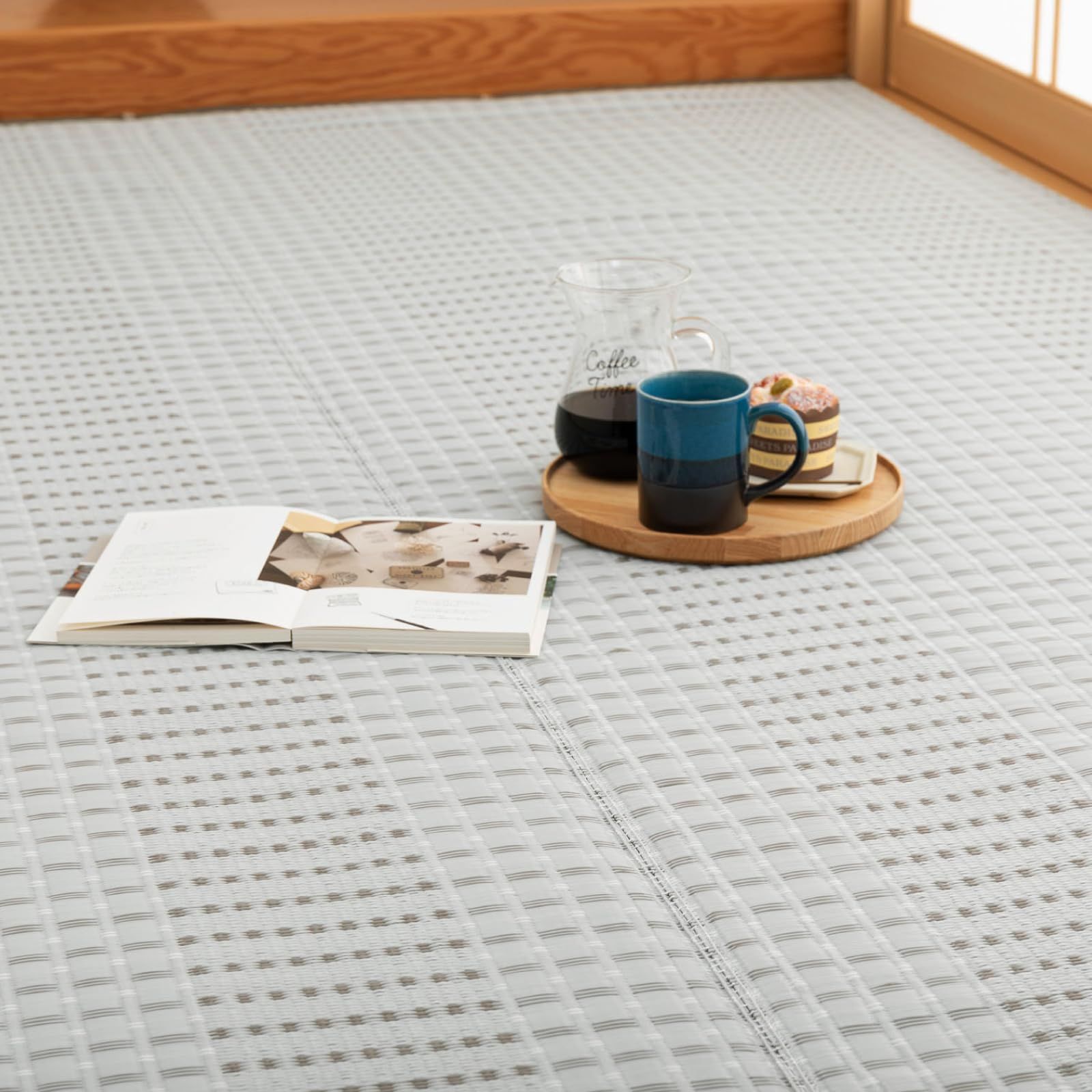 洗える い草風カーペット 涼風 グレー 団地間4.5畳 萩原(Hagihara) 約255×255cm 上敷き ラグ 子供部屋 保育園 ペット 日本製