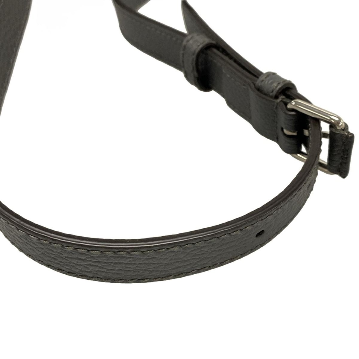 GUCCI グッチ ウエストポーチ GGボディバッグ 767934 グレー×黒 レザー DECORATOM_COM_BR