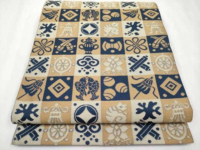 平和屋着物□極上 龍村美術織物 たつむら 六通柄 本袋帯 石畳吉宝文  