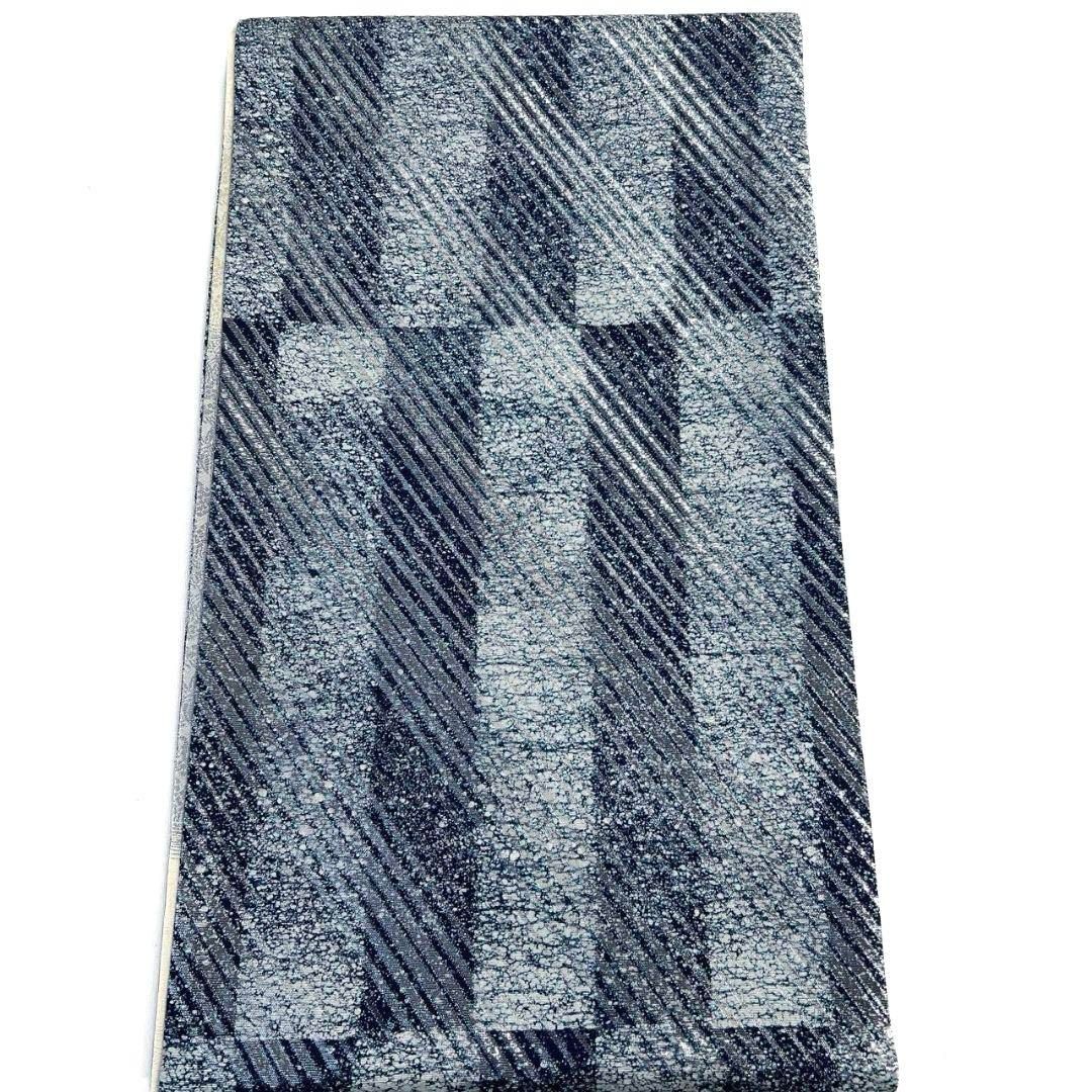 未着用　袋帯　藍香房　本藍染　縦縞　斜線　銀糸　着物　052a p 未着用 袋帯 藍香房 本藍染 縦縞 斜線 銀糸 着物 052a p - メルカリ