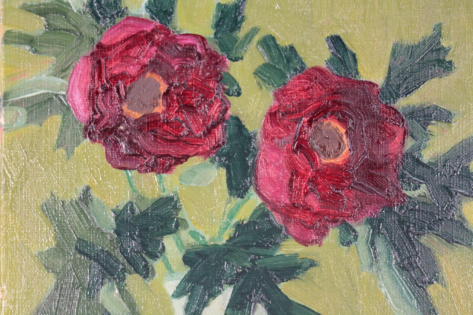 作家不明『花』油彩画【真作保証】 絵画