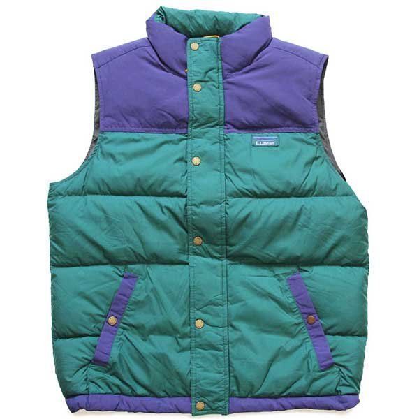 L.L.Bean PERTEX DOWNTEK ツートン 切り替え ナイロン ダウンベスト 緑