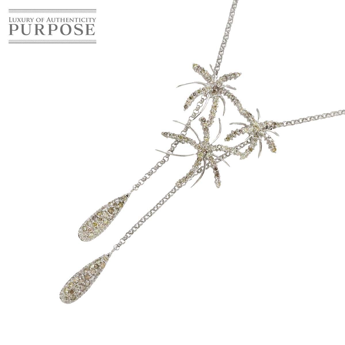 ダイヤ 1.50ct ネックレス 46cm K18 WG ホワイトゴールド 750 Diamond Necklace 90291453