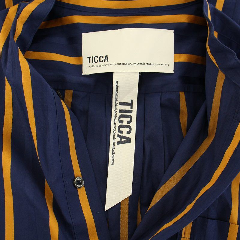 UNITED ARROWS - TICCA ストライプノーカラースクエアビッグロングシャツ ワンピース UNITED ARROWS - TICCA ストライプノーカラースクエアビッグ