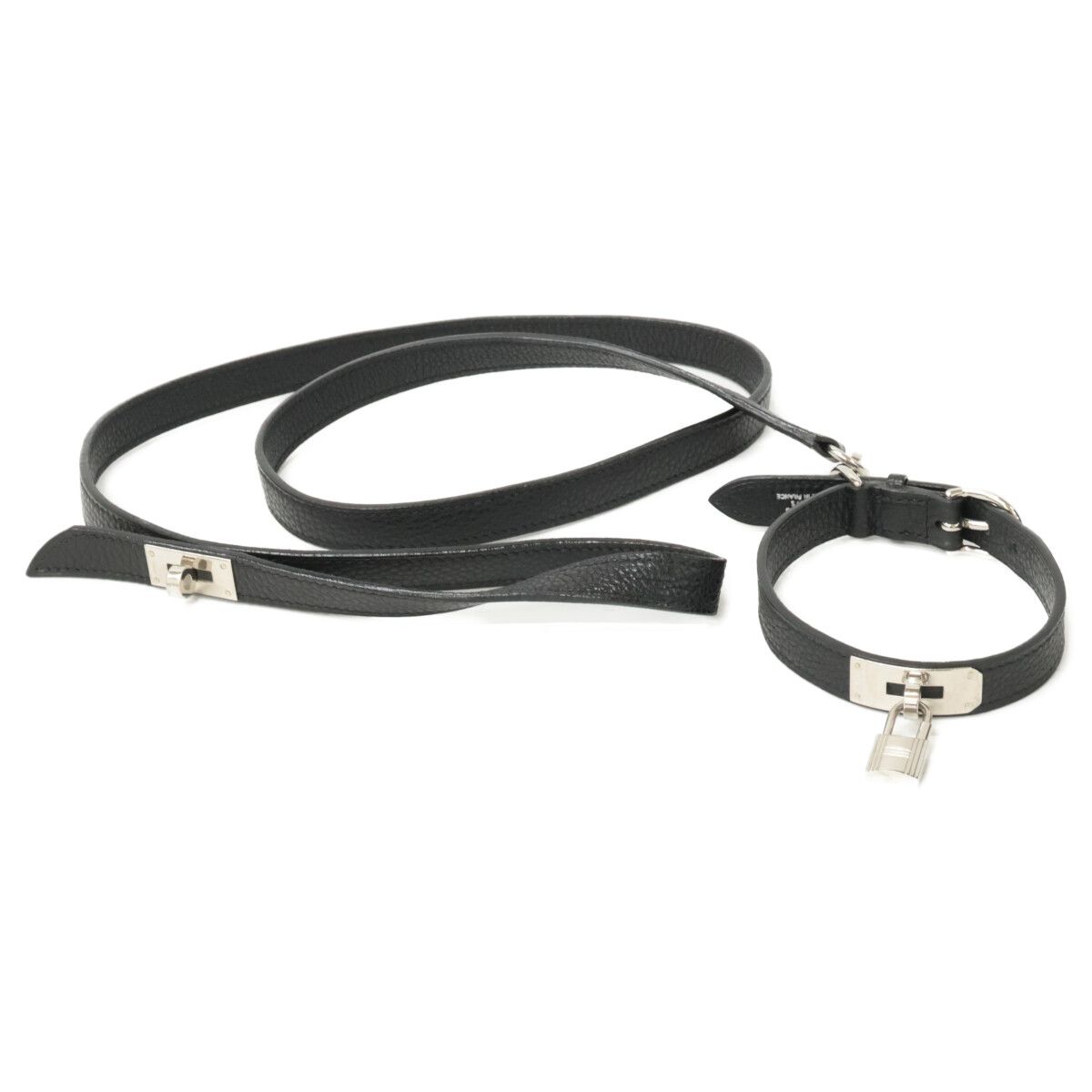 HERMES エルメス □H刻レザー ケリー金具 ドッグリード 首輪 チョーカー